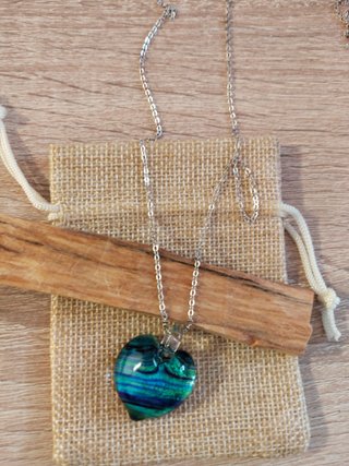 Colgante Corazón Cristal Murano Azul Verde