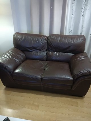 Sofá de piel marrón 160x90 cm