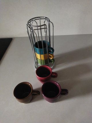 Juego de tazas de café con soporte
