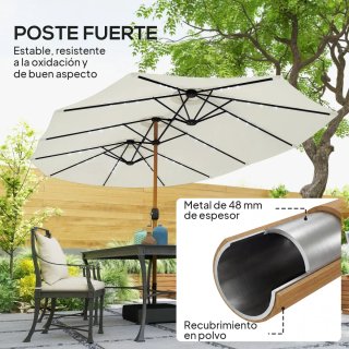 Sombrilla Doble Jardín 4.6x2.6m con 48 Luces LED