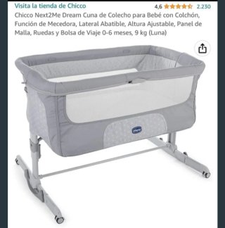 Cuna colecho Chicco gris