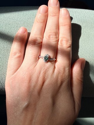 Anillos de Topacio Azul y Moissanita Ajustable