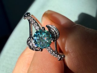 Anillos de Topacio Azul y Moissanita Ajustable