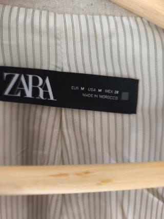 Chaqueta Zara Lino Mujer Beige