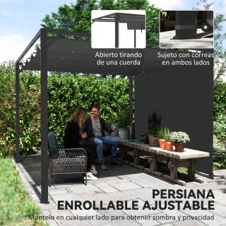 Pérgola Aluminio 3x3m con Techo Deslizable