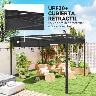 Pérgola Aluminio 3x3m con Techo Deslizable