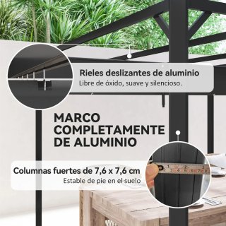 Pérgola Aluminio 3x3m con Techo Deslizable