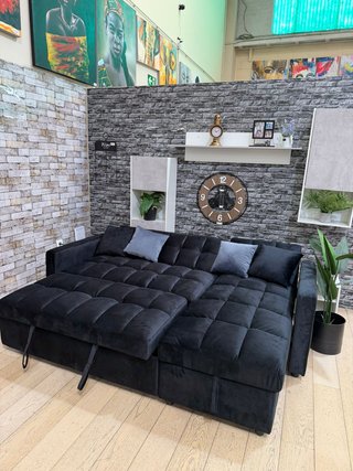 Sofá Cama Chaise Longue Negro Terciopelo