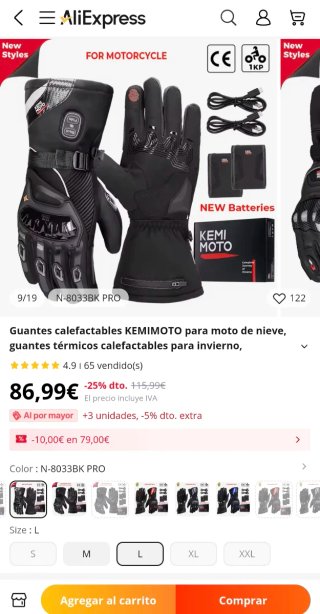 Guantes Moto KEMIMOTO Calefactables 2XL