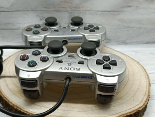 2 Controller PS2 Sony Argentati Originali - GARANZIA