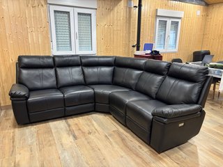Divano relax ad angolo in pelle nera