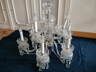 Lámpara araña cristal lágrimas plata