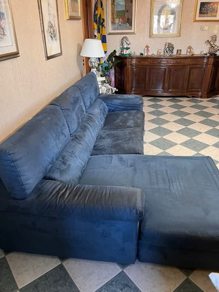 Divano Poltronesofà blu tessuto= Alcantara
