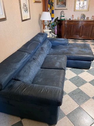 Divano Poltronesofà blu tessuto= Alcantara