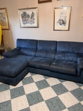 Divano Poltronesofà blu tessuto= Alcantara