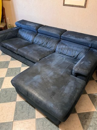 Divano Poltronesofà blu tessuto= Alcantara