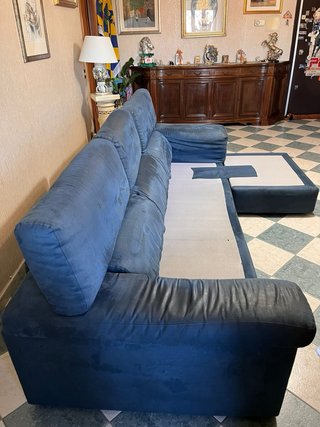 Divano Poltronesofà blu tessuto= Alcantara