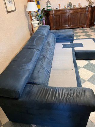 Divano Poltronesofà blu tessuto= Alcantara