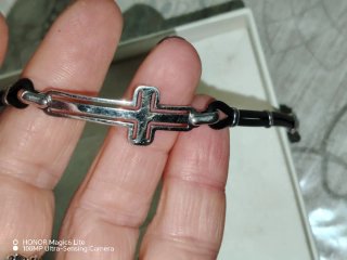 Bracciale Croce Argento 925 e Caucciù