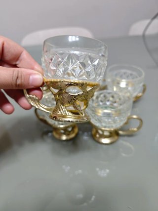 Set 6 Tazzine Vetro Vintage Oro