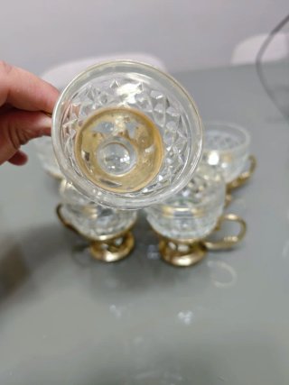 Set 6 Tazzine Vetro Vintage Oro