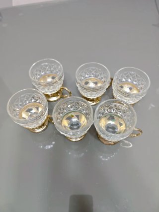 Set 6 Tazzine Vetro Vintage Oro