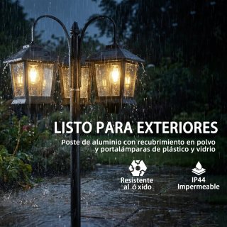 Farola Solar Exterior Aluminio 3 Luces