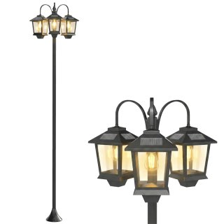 Farola Solar Exterior Aluminio 3 Luces
