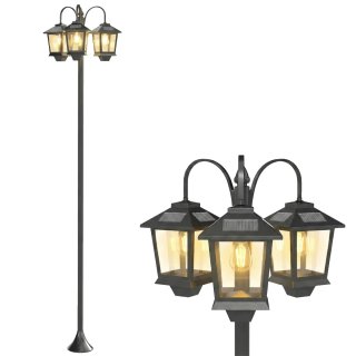Farola Solar Exterior Aluminio 3 Luces