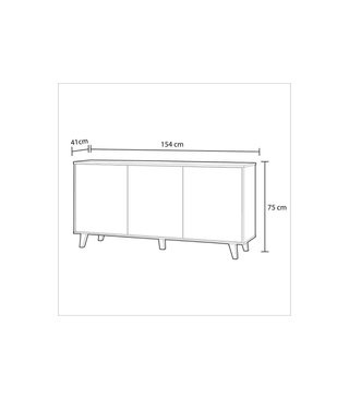 Aparador 154cm Blanco y Roble