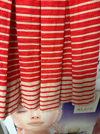 Conjunto falda y top rayas naranja y beige bolsill