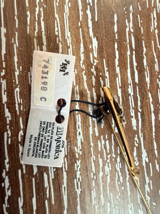 Alfiler Vintage Majorica Plata de Ley Baño Oro 18k