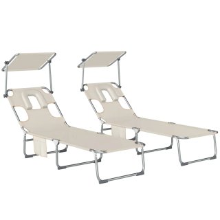 Set 2 Tumbonas Plegables con Dosel