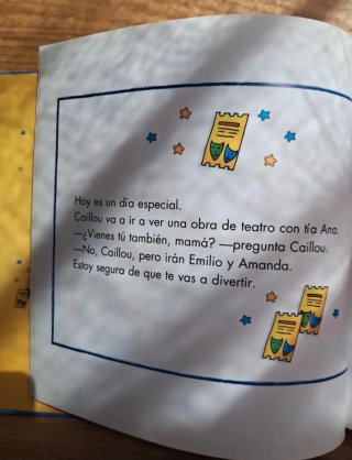Libro infantil Caillou en el teatro