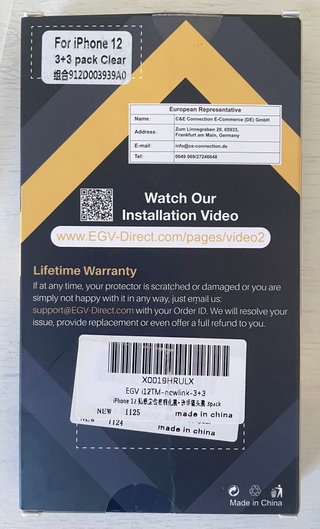 Confezione da 2 Vetri Temperati per iPhone 12 + Protettore