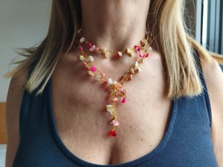 Collar Crochet Infinito Negro y Multicolor