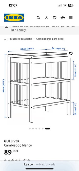 Cambiador Bebé IKEA Blanco