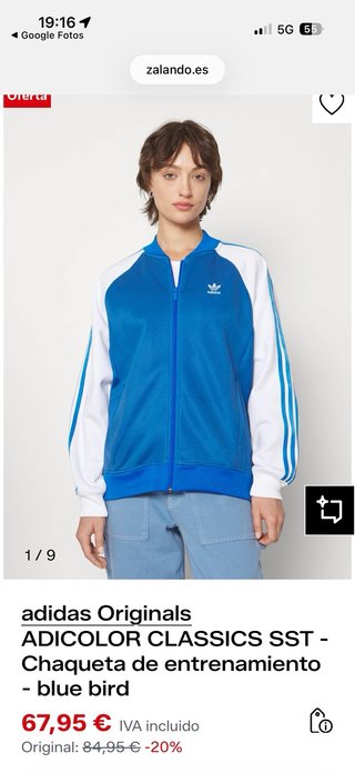Chaqueta Adidas Original Azul y Blanca