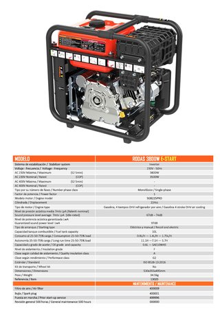 Generador Inverter Genergy Rodas 3800W/3500W