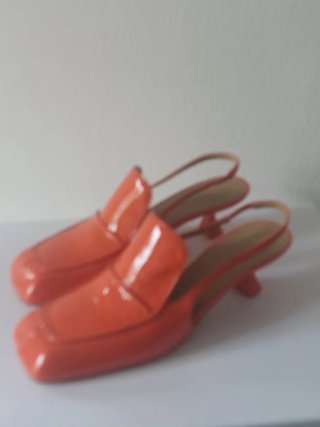 Scarpe slingback arancioni vernice
