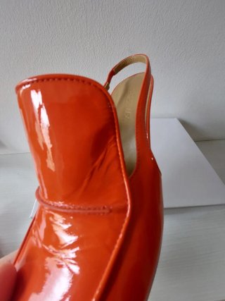 Scarpe slingback arancioni vernice