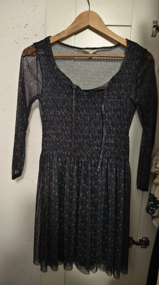 Vestido Springfield Talla 38 Negro/Rosa