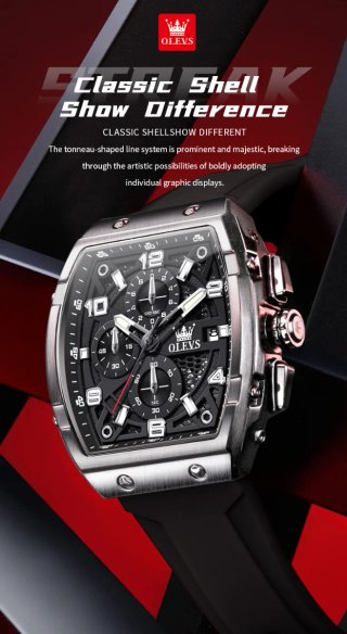 Reloj Olevs Hombre Cronógrafo Negro/Plata