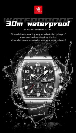 Reloj Olevs Hombre Cronógrafo Negro/Plata