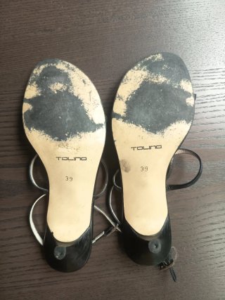 Sandalias Negras Tolino Piel Tacón Bajo Talla 39