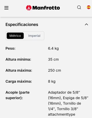 Tripode Manfrotto para focos y cámaras.