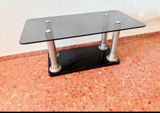 Mesa de centro cristal y metal