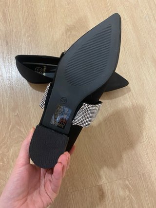 Bailarinas negras con tira de strass