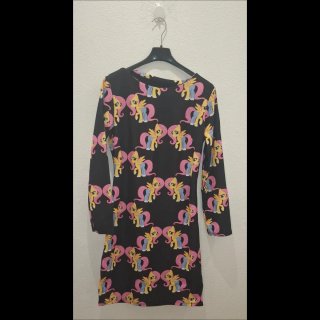 Vestido Negro con Estampado de Ponis