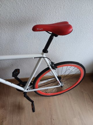 Bicicleta Fixie Piñón Fijo Blanca/Roja